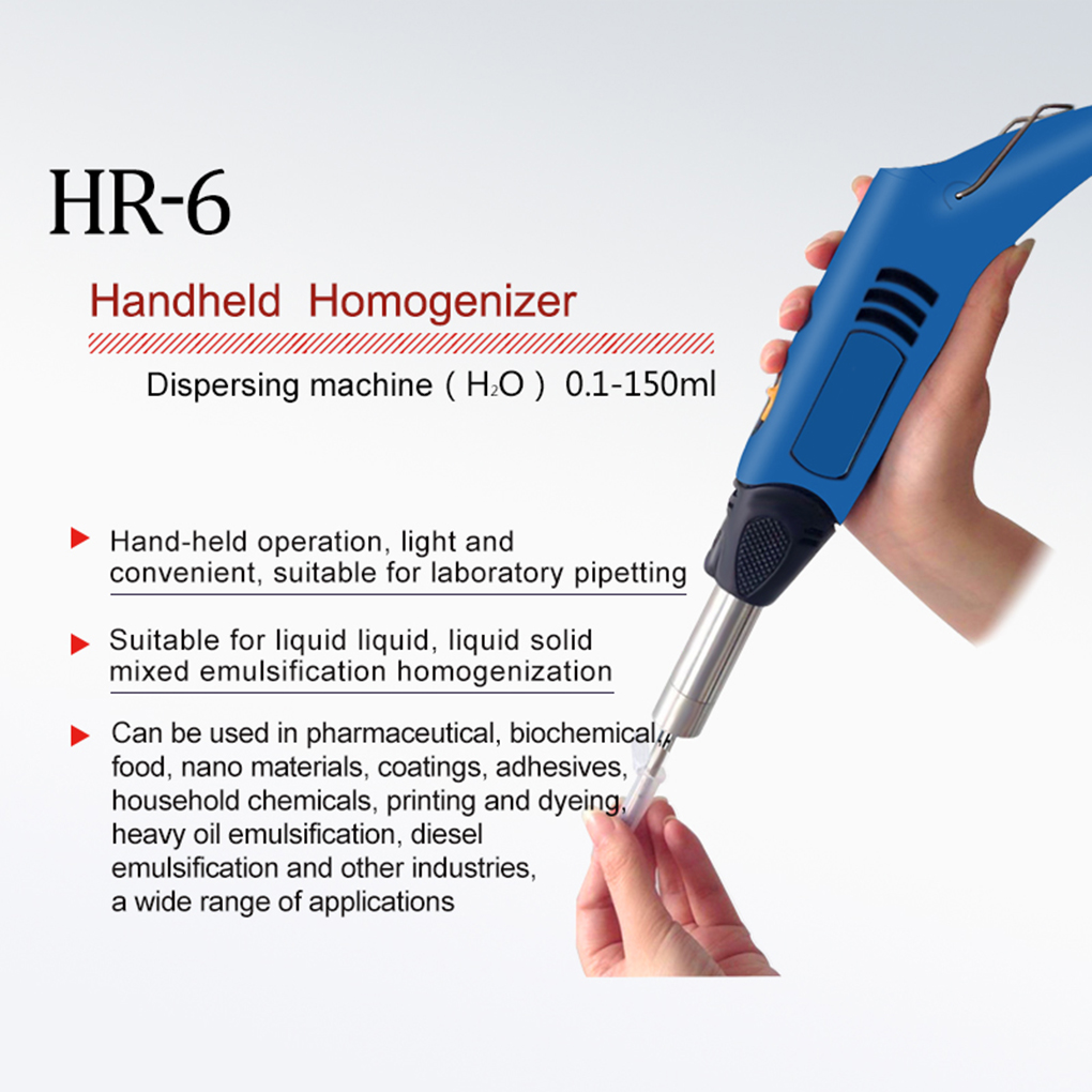 Nade HR-6 Small hand-held emulsifier homogenizer with exquisite motor and super power for micro-processing in the laboratory.
